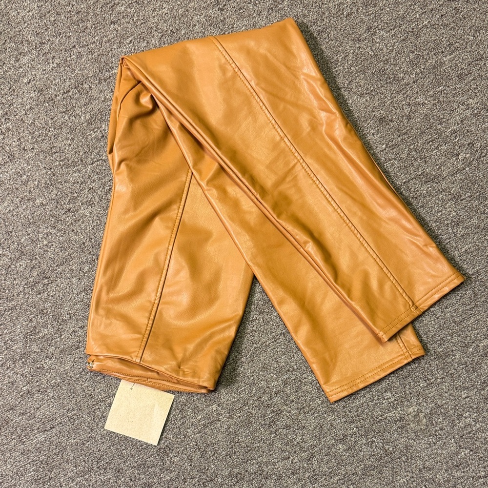 Tan Faux Leather Pants